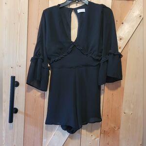 Pink Lily Black Romper